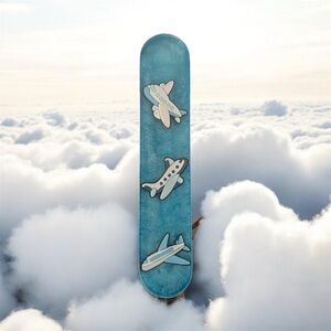 Epoxy Blue Mezuzah case with airplanes.